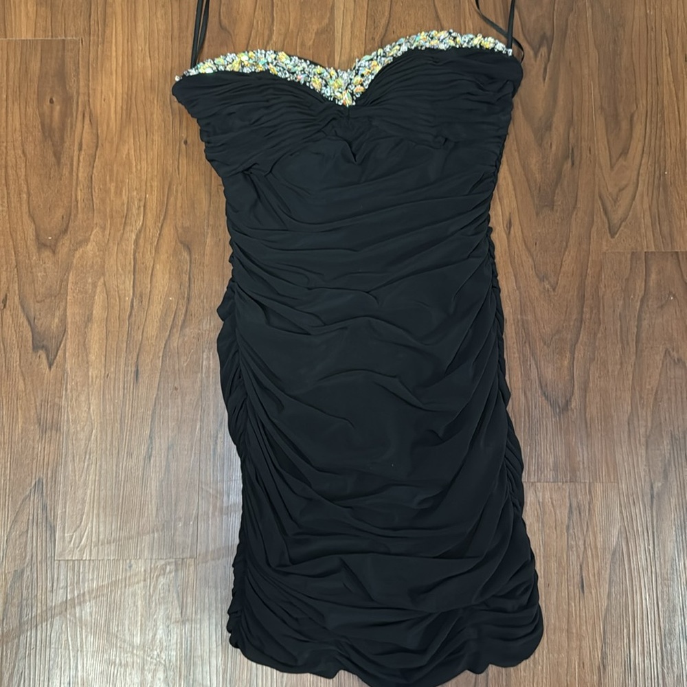 Formal black Jeweled Strapless Dress
